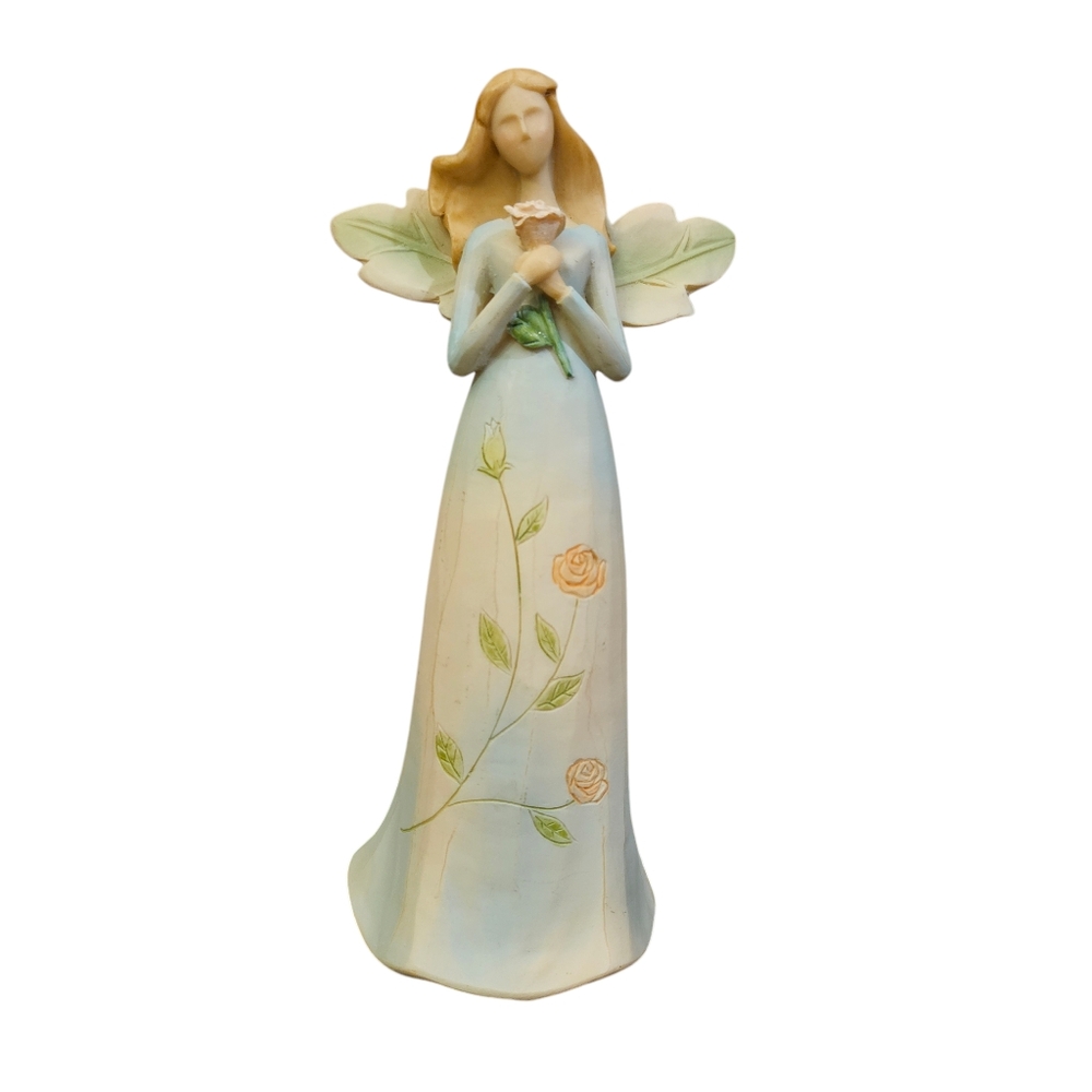 Delton Products 8" Resin Angel Holding Rose